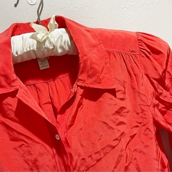 J CREW Women’s Coral LUCINDA Silk Long Sleeve Button Up Top Blouse Size 0 - Picture 4 of 7